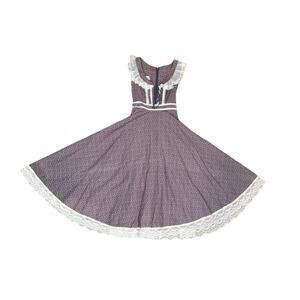 Gunne Sax Rare Prairie Boho Purple Floral Calico Dress Sz 5 vintage gold label
